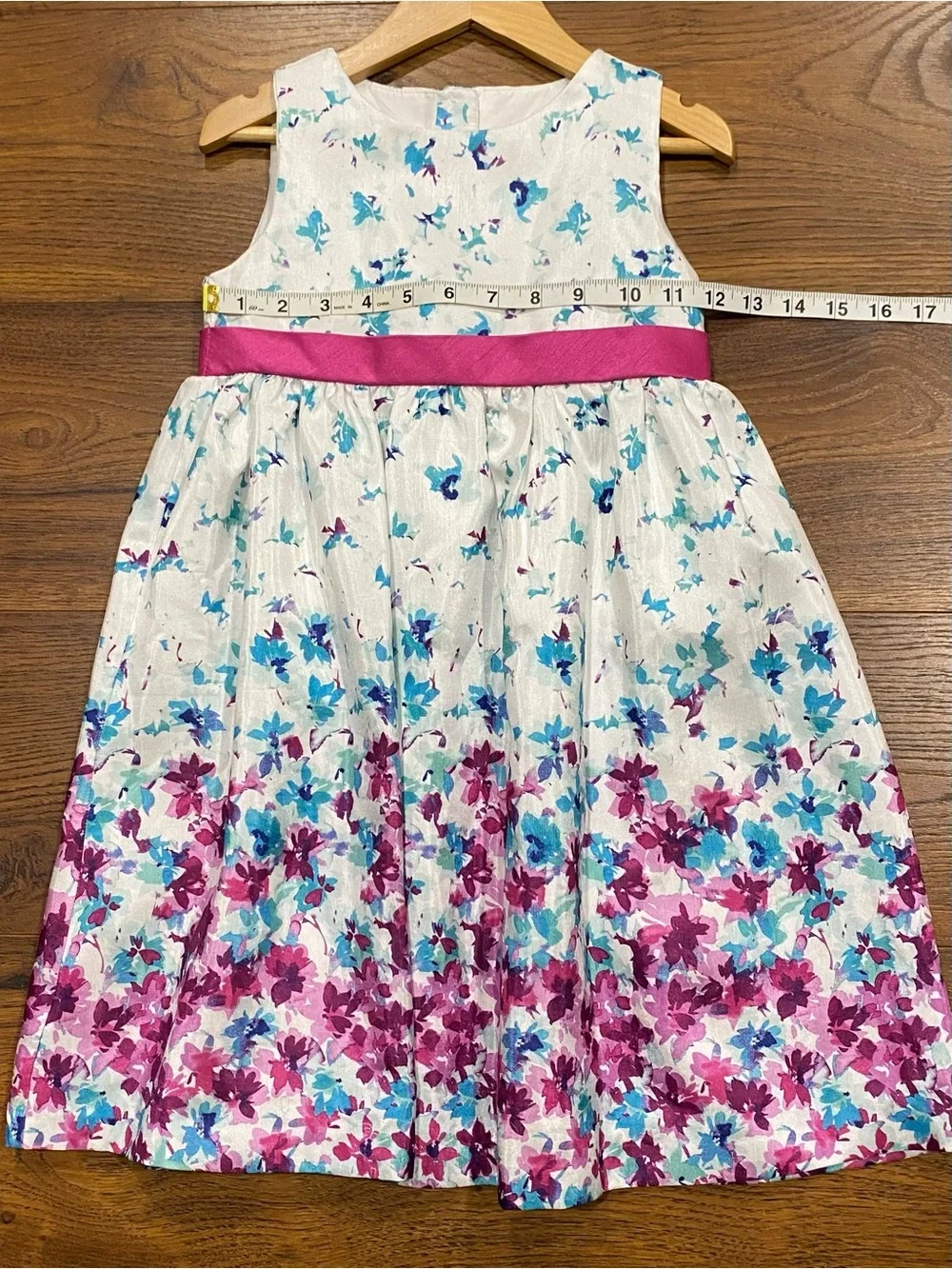 Gymboree Girls “Family Brunch” Magenta, Turquoise and White Sleeveless Dress 5T